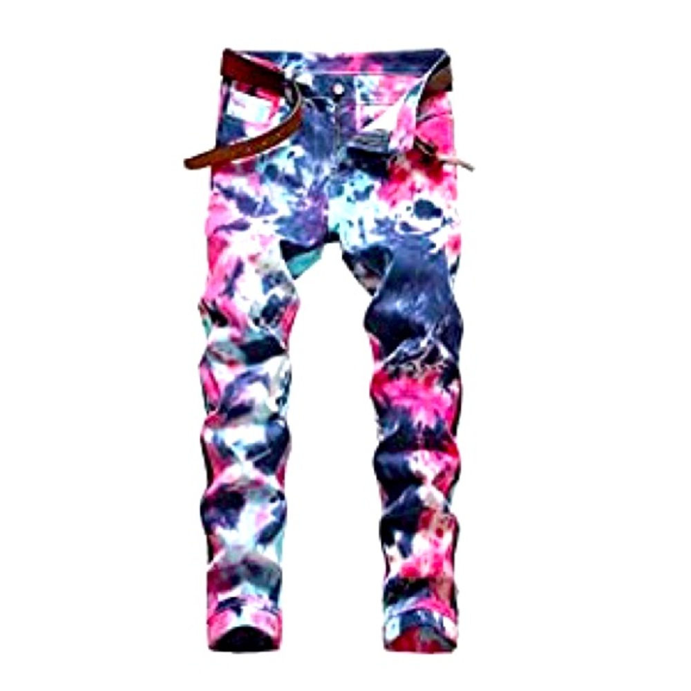 Denim jogger tie-dye pants